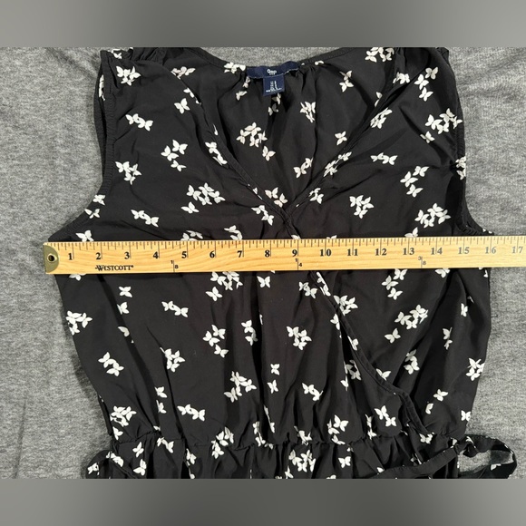 Gap above knee sleveless mini butterfly print wrap dress with belt size small - Picture 7 of 8